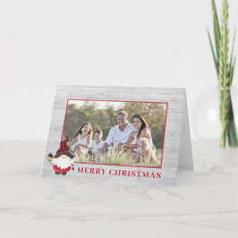 Cartão De Festividades Gnomo Lenhador Fofo Foto de Natal Personalizada