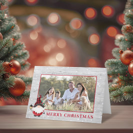 Cartão De Festividades Gnomo Lenhador Rústico Foto de Natal Personalizada