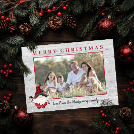 Cartão De Festividades Gnomo Lenhador Rústico Natal Foto Personalizada