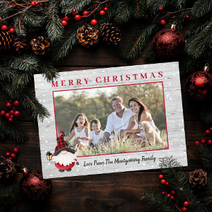 Cartão De Festividades Gnomo Lenhador Rústico Natal Foto Personalizada