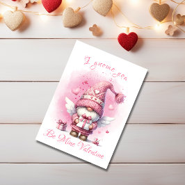 Cartão De Festividades Gnomo Rosa Adorável Com Namorados De Aquarela De P