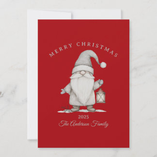 Cartão De Festividades Gnomo sênior prata creme personalizado Natal verme