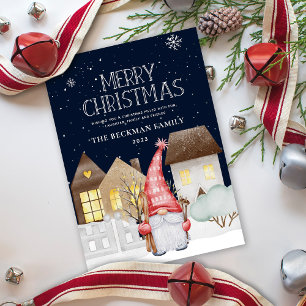 Cartão De Festividades Gnomos bonitos Neve de inverno MerryCartão de Nata