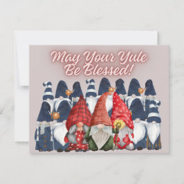 Cartão De Festividades Gnomos de Inverno em Aquarela