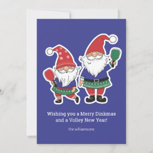 Cartão De Festividades Gnomos de Natal Engraçados de Pickleball, Texto Pe