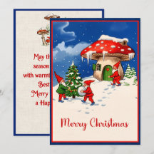Gnomos de Natal Vintage e Casas de Cogumelo