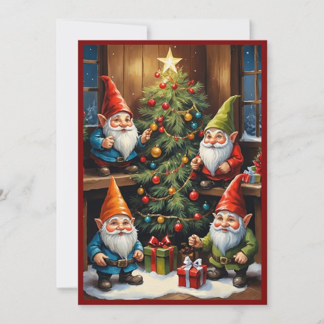 Cartão De Festividades Gnomos Divertidos Tendência Fantasia Excêntrica Se (Frente)