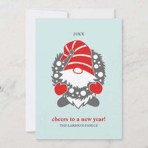 Cartão De Festividades Gnomos Engraçados Natal Branco Ano Novo 2 Foto