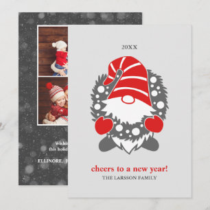 Cartão De Festividades Gnomos Engraçados Natal Branco Ano Novo 2 Foto