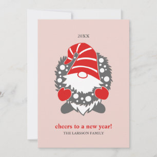 Cartão De Festividades Gnomos Engraçados   Natal Branco Ano Novo 2 Foto