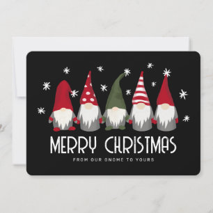 Cartão De Festividades Gnomos Fofos Feliz Natal Flocos de Neve