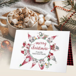 Cartão De Festividades Gnomos Merry Christmas Reindeer Watercolor Xadrez