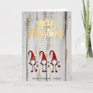 Cartão De Festividades Gnomos Vermelhos Fofos Feliz Natal