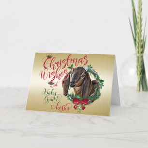 Cartão De Festividades GOAT Christmas Wishes Baby Goat Kisses Nubian 2