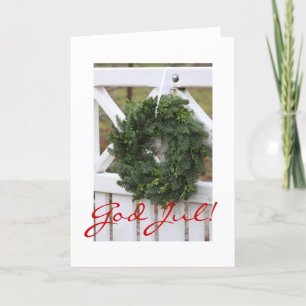 Cartão De Festividades God Jul! Swedish Christmas Wreath Card