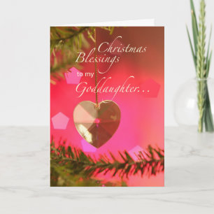 Cartão De Festividades Goddaughter Christmas Heart on Tree Simple Joys