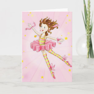 Cartão De Festividades Goddaughter Gift Pink Ballerina Personalized