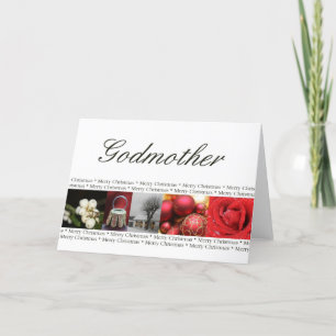 Cartão De Festividades Godmother Merry Christmas red, black & white