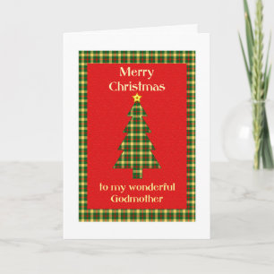 Cartão De Festividades Godmother Tartan Christmas Tree