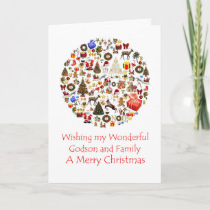 Cartão De Festividades Godson and Family Circle of Christmas Holiday Card