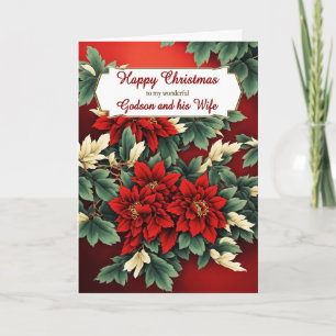 Cartão De Festividades Godson e sua Esposa de Natal Poinsettias