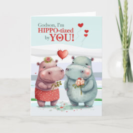 Cartão De Festividades Godson Funny Dia de os namorados Hippopotamus