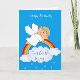 Cartão De Festividades Godson Gift Angel Rainbow Personalizado