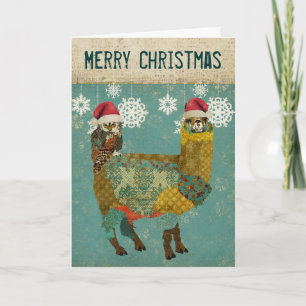 Cartão De Festividades Gold Alpaca & Owl Christmas Card