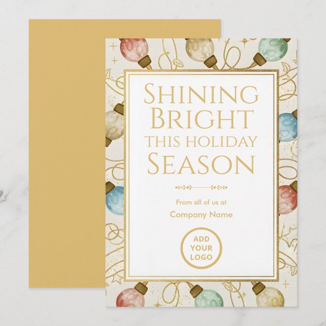 Cartão De Festividades Gold Bubble-Light Elegance | Foil & Bulk (Frente/Verso)
