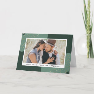 Cartão De Festividades Gold Confetti   Folded Holiday Photo Card