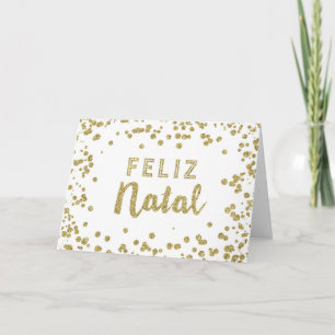 Cartão De Festividades Gold Confetti Portuguese Christmas Card