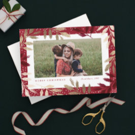 Cartão De Festividades Gold Foil Branches 3 Foto Natal