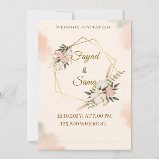 Cartão De Festividades Gold Foil Style Wedding Invitation | Elegant Scrip