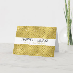 Cartão De Festividades Gold Glitzy Chevron Stripes Christmas