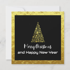 Cartão De Festividades Gold greeting card Merry Christmas Happy New Year