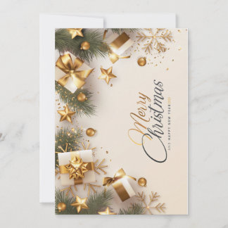 Cartão De Festividades Gold merry Christmas card 