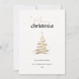 Cartão De Festividades Gold Minimalist Merry Christmas Holiday Card