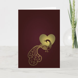 Cartão De Festividades Gold Peacock Valentine by Graphita