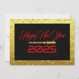 Cartão De Festividades Golden & black wish card New Year with sound wave