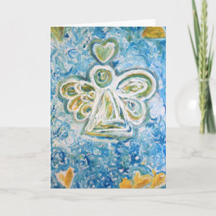 Cartão De Festividades Golden Blue Angel Greeting Card