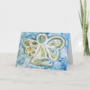 Cartão De Festividades Golden Blue Angel Greeting Card
