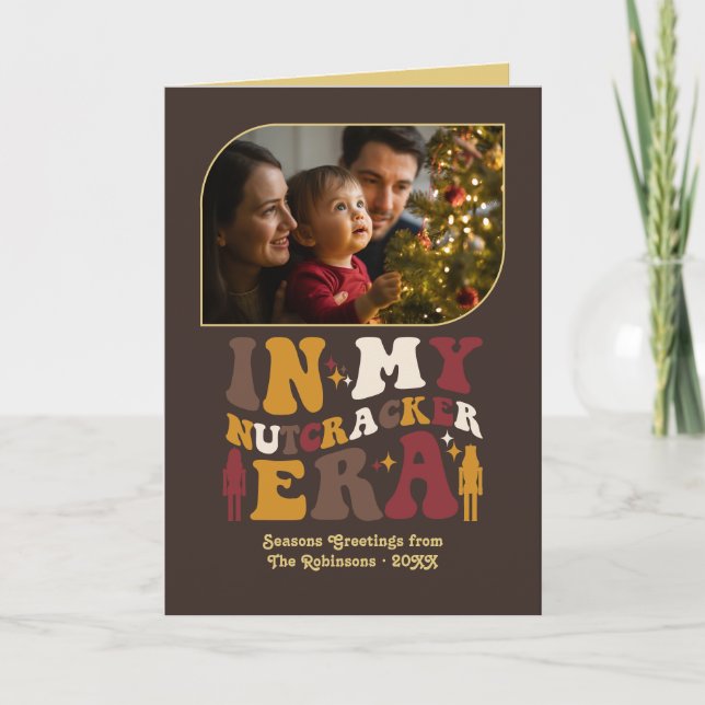 Cartão De Festividades Golden Cocoa Fun Retro Christmas Photos (Frente)