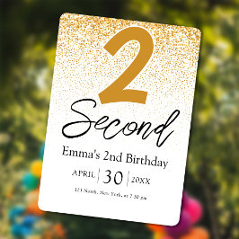 Cartão De Festividades golden glitter baby 2nd birthday invitations card