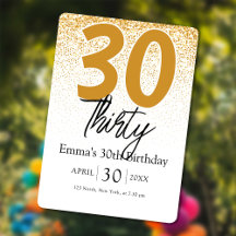 Golden glitter Boho Girls 30th birthday invitation