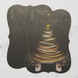 Cartão De Festividades Golden Glow Christmas Holiday Christmas Card 