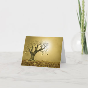 Cartão De Festividades Golden Hearts Tree - Greeting Card