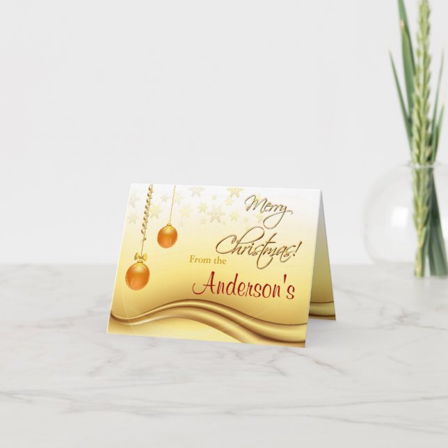 Cartão De Festividades Golden Merry Christmas (Frente)