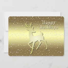 Cartão De Festividades Golden Reindeer Snowy Holiday Card