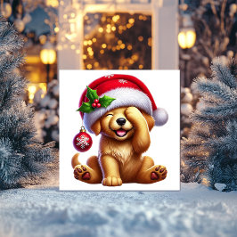 Cartão De Festividades Golden Retriever Alegria de Natal