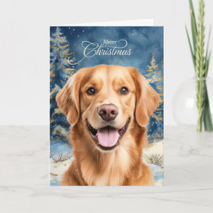 Cartão De Festividades Golden Retriever Cão Floresta de Madeira Natal